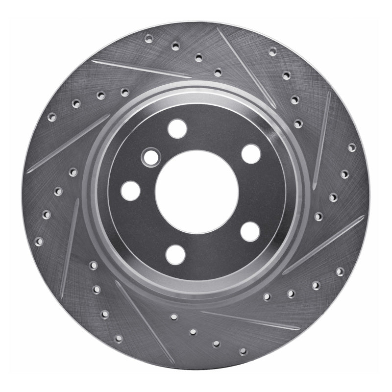 R1 Concepts 12-20 BMW 435I Rear Right Drilled & Slotted Silver Brake Rotor