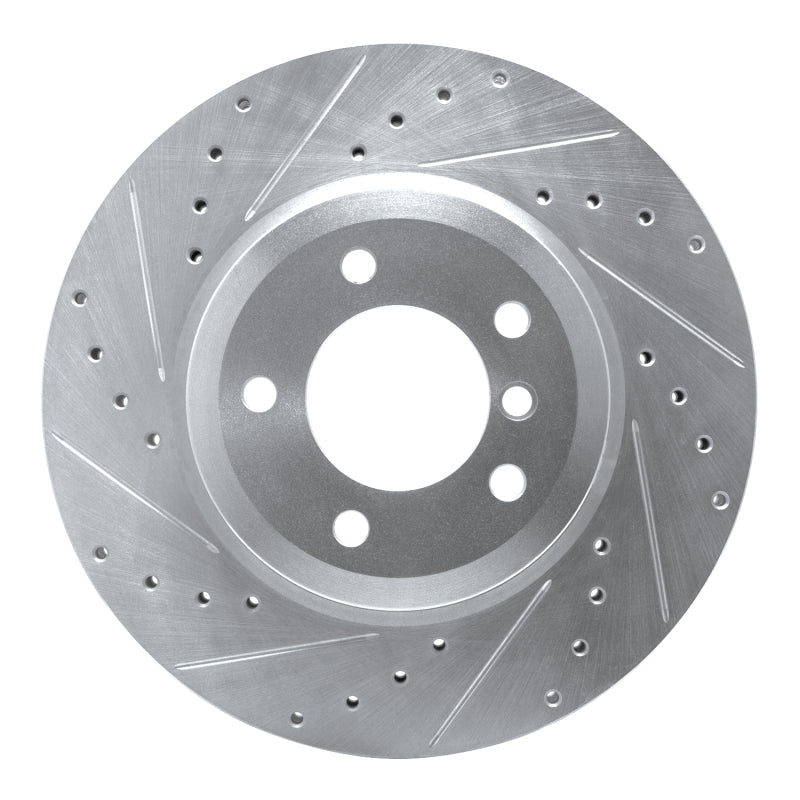 R1 Concepts 01-08 BMW 330I Front Left Drilled & Slotted Silver Brake Rotor
