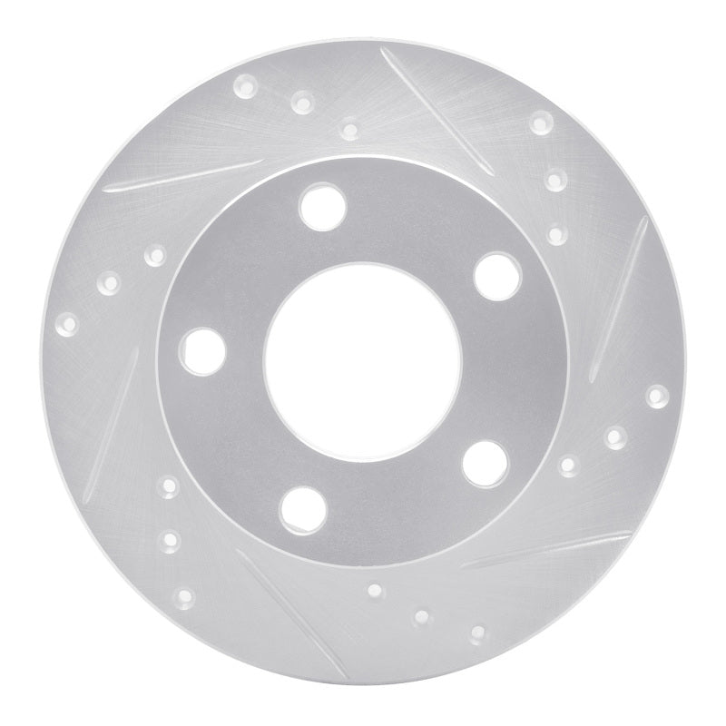 R1 Concepts 80-91 Audi 5000S Rear Right Drilled & Slotted Silver Brake Rotor
