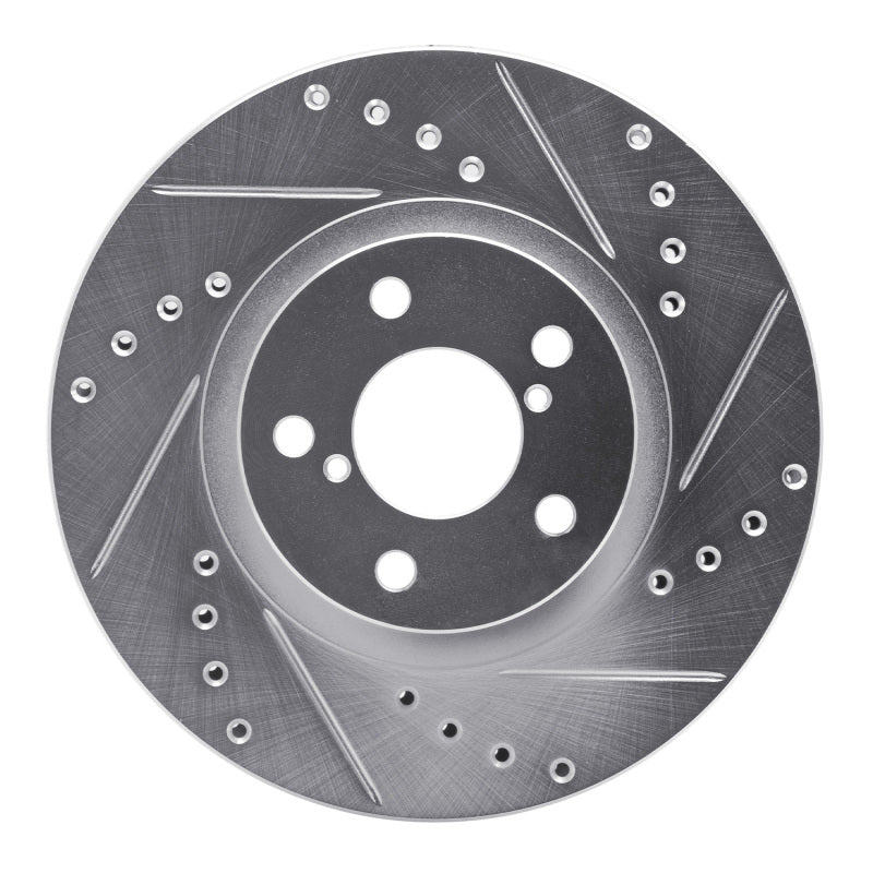 R1 Concepts 90-16 Saab 9-2X Front Right Drilled & Slotted Silver Brake Rotor