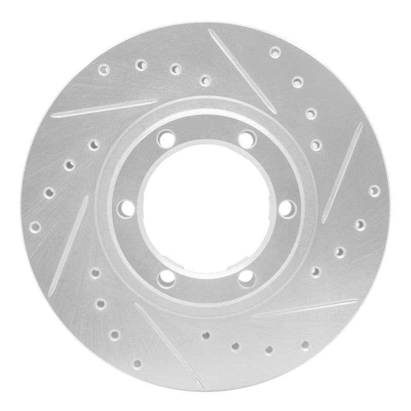R1 Concepts 07-11 Audi S6 Rear Right Drilled & Slotted Silver Brake Rotor