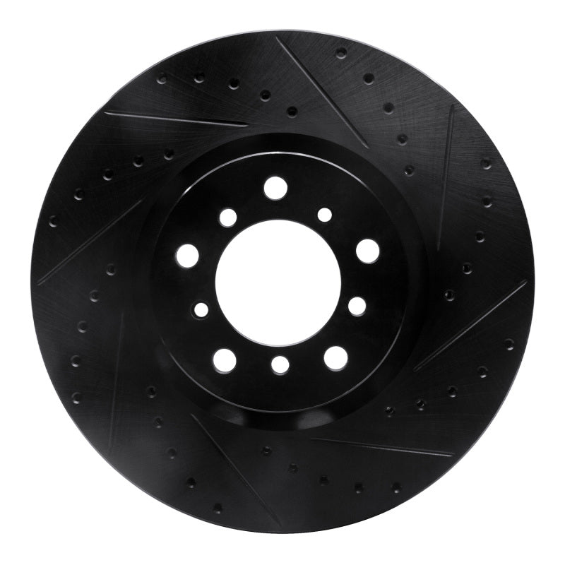 R1 Concepts 00-03 BMW M5 Left Front Drilled & Slotted Black Brake Rotor