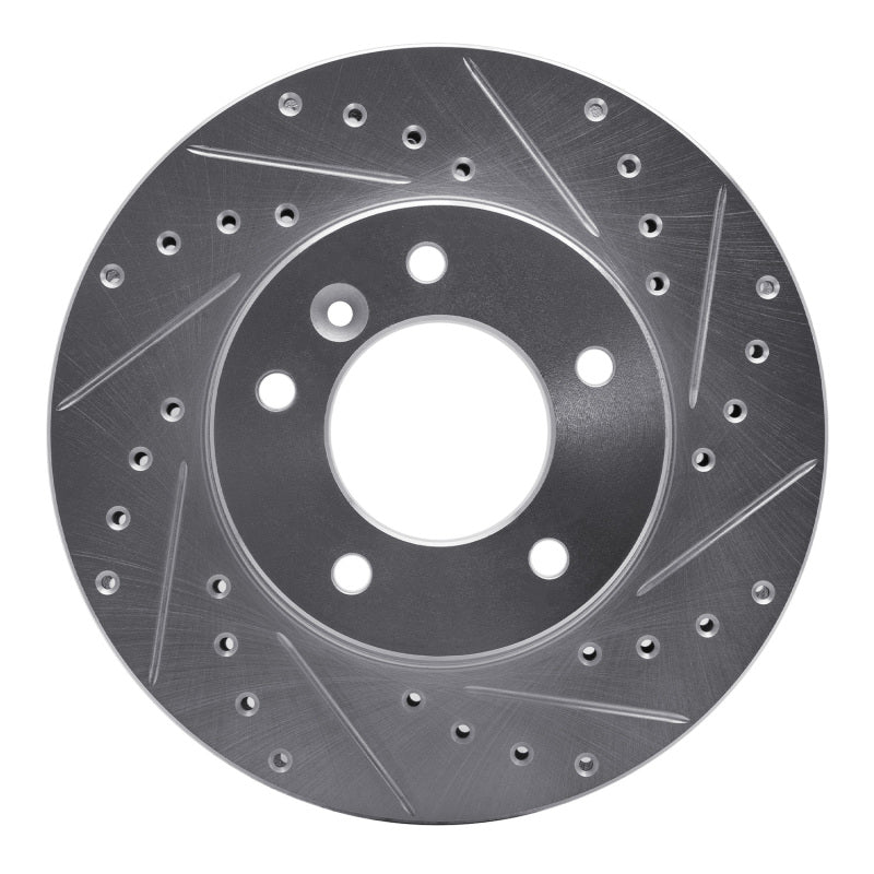 R1 Concepts 90-97 Jaguar XJ12 Front Right Drilled & Slotted Silver Brake Rotor