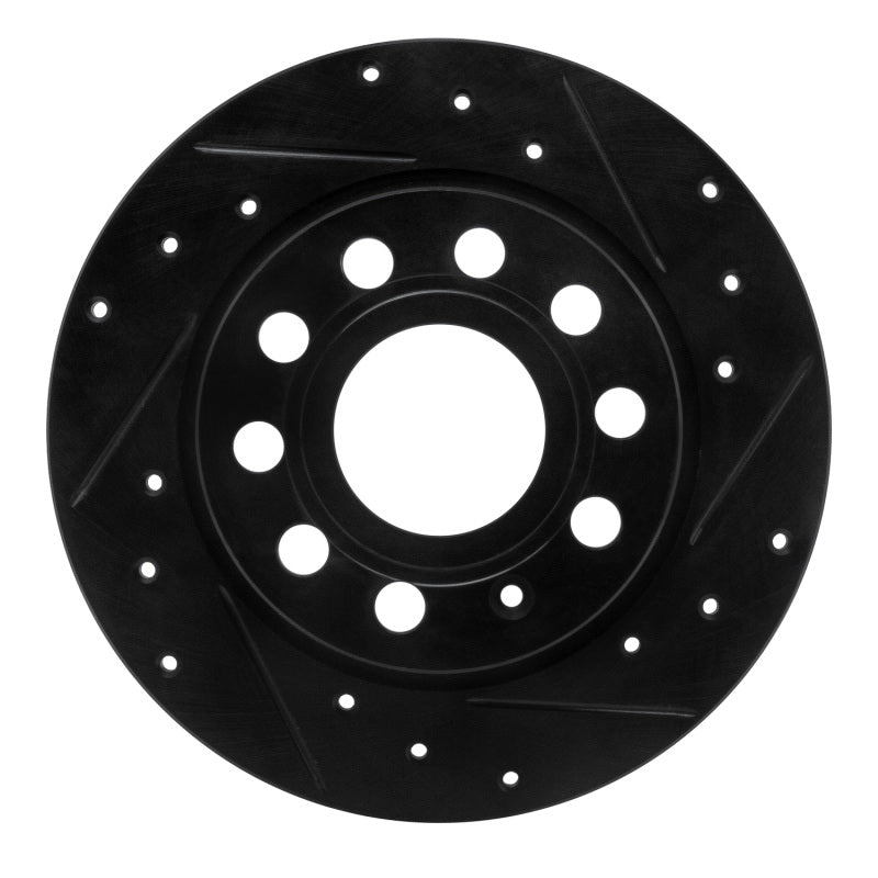 R1 Concepts 10-19 Audi A3 Rear Right Drilled & Slotted Black Brake Rotor