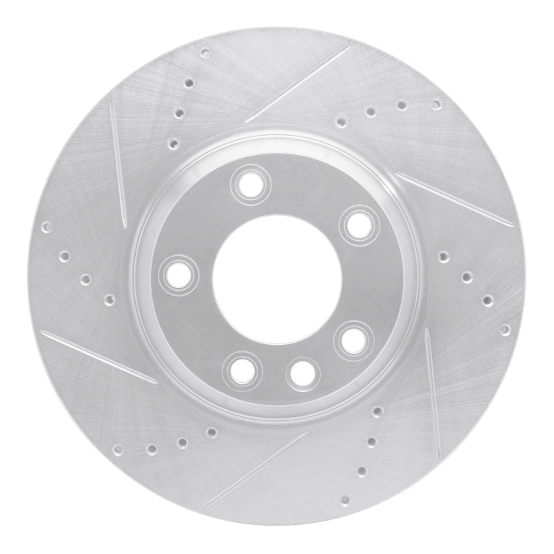 R1 Concepts 03-15 Audi Q7 Right Front Drilled & Slotted Silver Brake Rotor