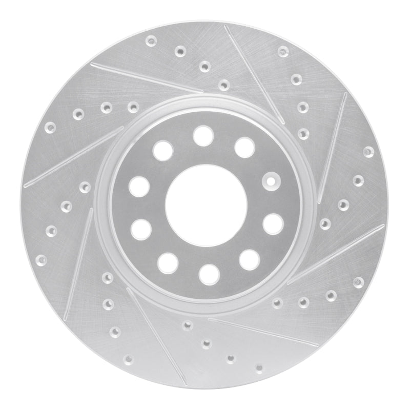 R1 Concepts 05-25 Audi A3 Quattro Front Right Drilled & Slotted Silver Brake Rotor
