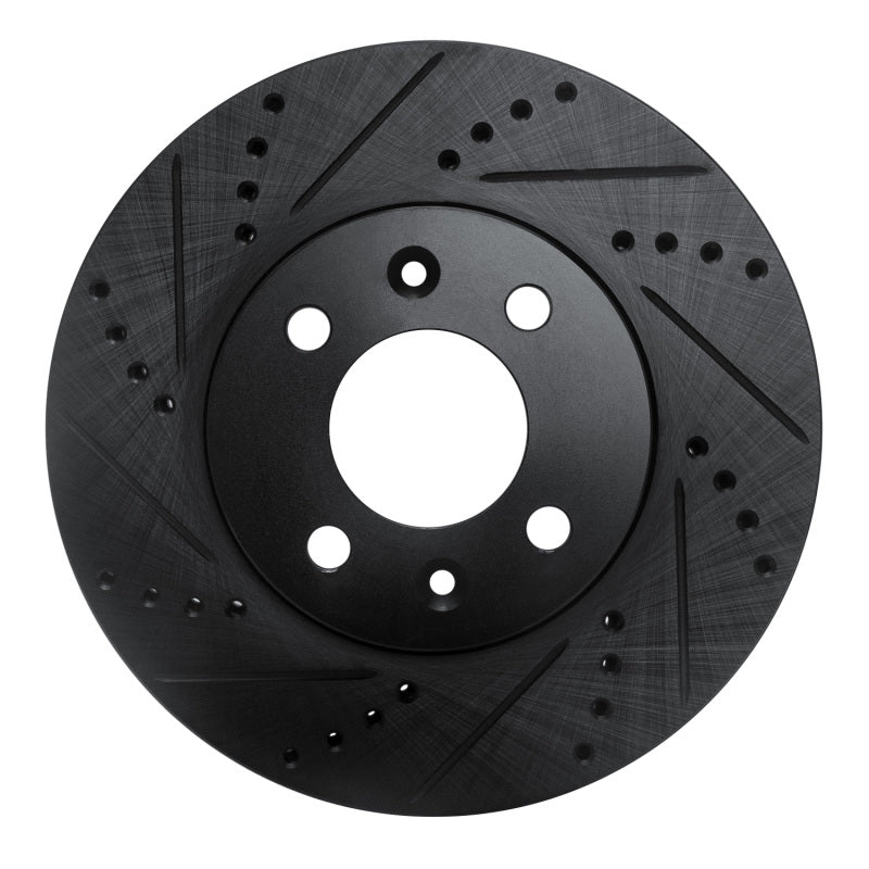 R1 Concepts 88-98 Saab 9000 Front Left Drilled & Slotted Black Brake Rotor
