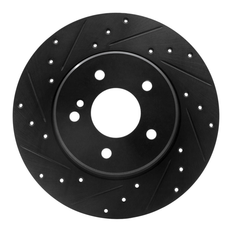 R1 Concepts 98-03 Mercedes-Benz E320 Rear Left Drilled & Slotted Black Brake Rotor