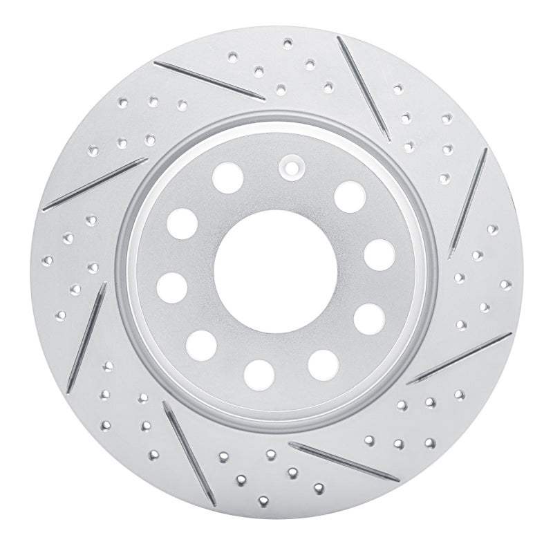 R1 Concepts 05-18 Audi Q3 Rear Right Drilled & Slotted Geo-Carbon Rotor