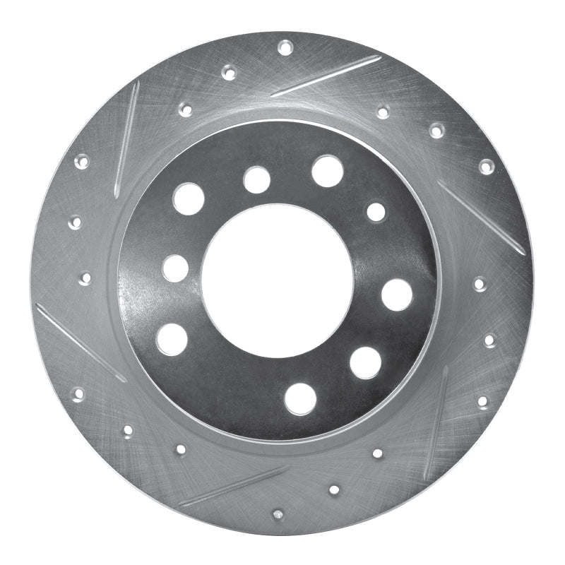 R1 Concepts 69-81 BMW 2800 Rear Left Drilled & Slotted Silver Brake Rotor