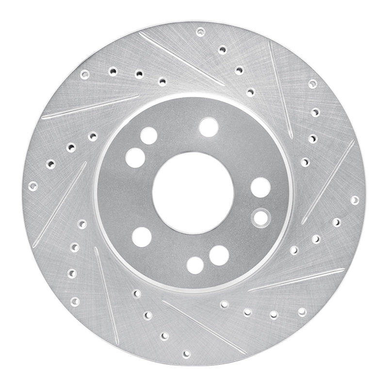 R1 Concepts 90-95 Mercedes-Benz 400E Front Right Drilled & Slotted Silver Brake Rotor