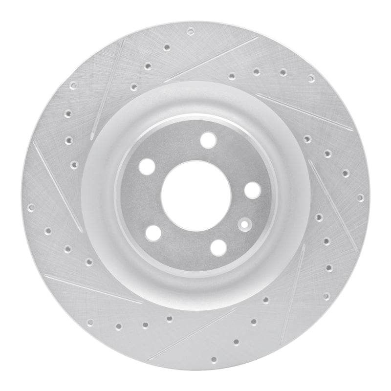 R1 Concepts 17-25 Audi e-Tron S Rear Left Drilled & Slotted Silver Brake Rotor
