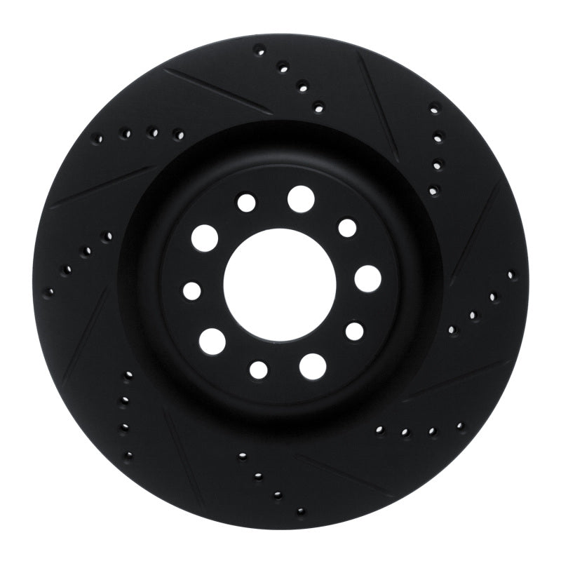 R1 Concepts 2017-2025 Alfa Romeo Stelvio Rear Right Drilled & Slotted Black Brake Rotor