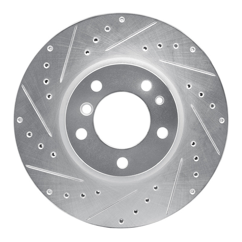 R1 Concepts 93-97 BMW 850CI Front Left Drilled & Slotted Silver Brake Rotor