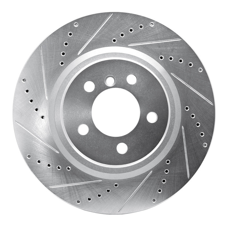 R1 Concepts 06-12 Land Rover Range Rover Front Left Drilled & Slotted Silver Brake Rotor