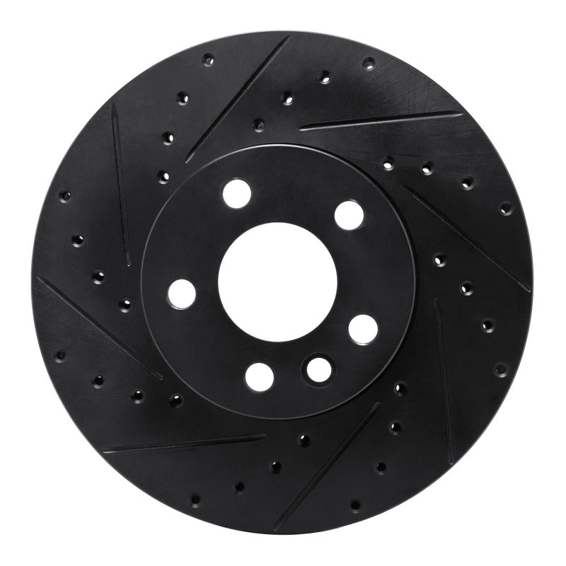 R1 Concepts 01-03 Volkswagen EuroVan Front Left Drilled & Slotted Black Brake Rotor