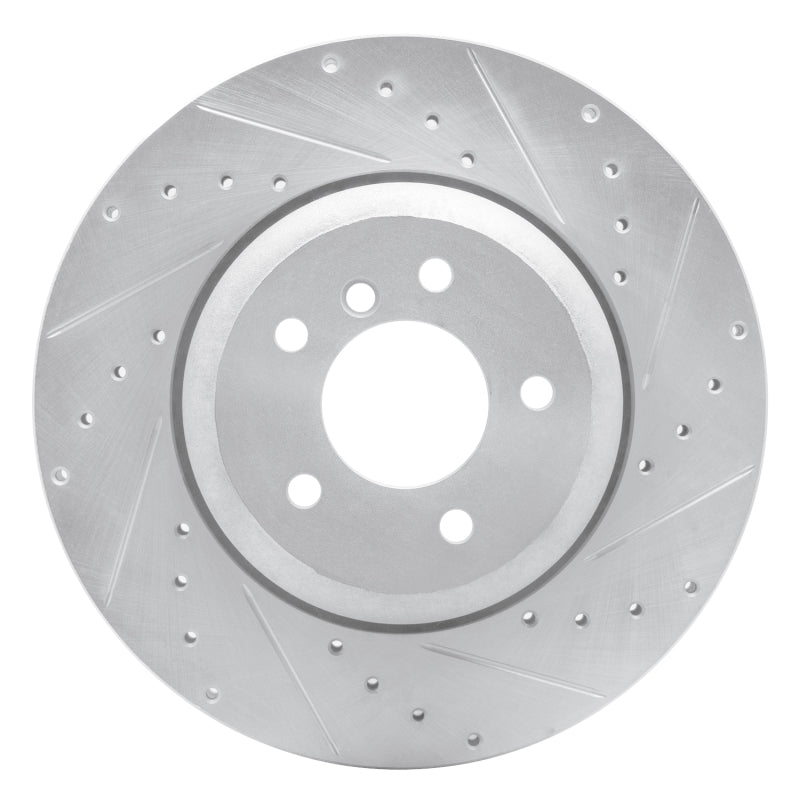 R1 Concepts 04-10 BMW 650I Coupe Rear Right Drilled & Slotted Silver Brake Rotor