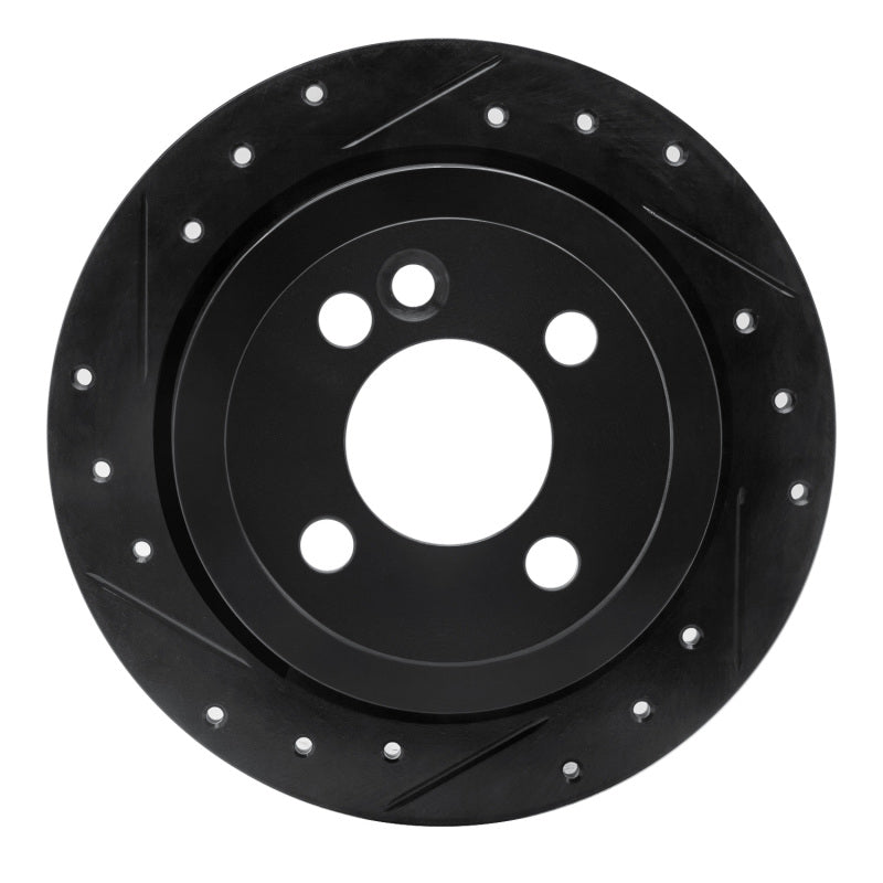 R1 Concepts 02-15 Mini Cooper (Excl Clubman) Rear Left Drilled & Slotted Black Brake Rotor