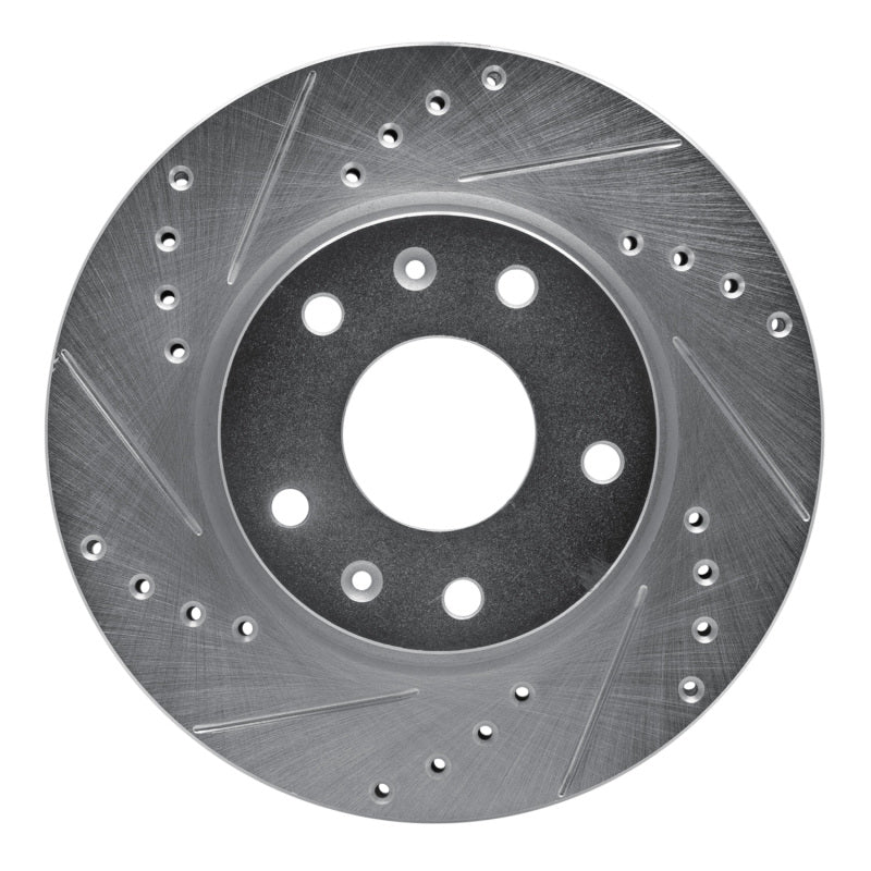 R1 Concepts 02-05 Land Rover Freelander Front Left Drilled & Slotted Silver Brake Rotor