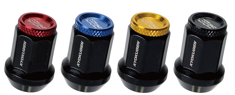 Project Kics Kyokugen Lug Nut Set (20) 12x1.50 Black Aluminum w/Black Cap