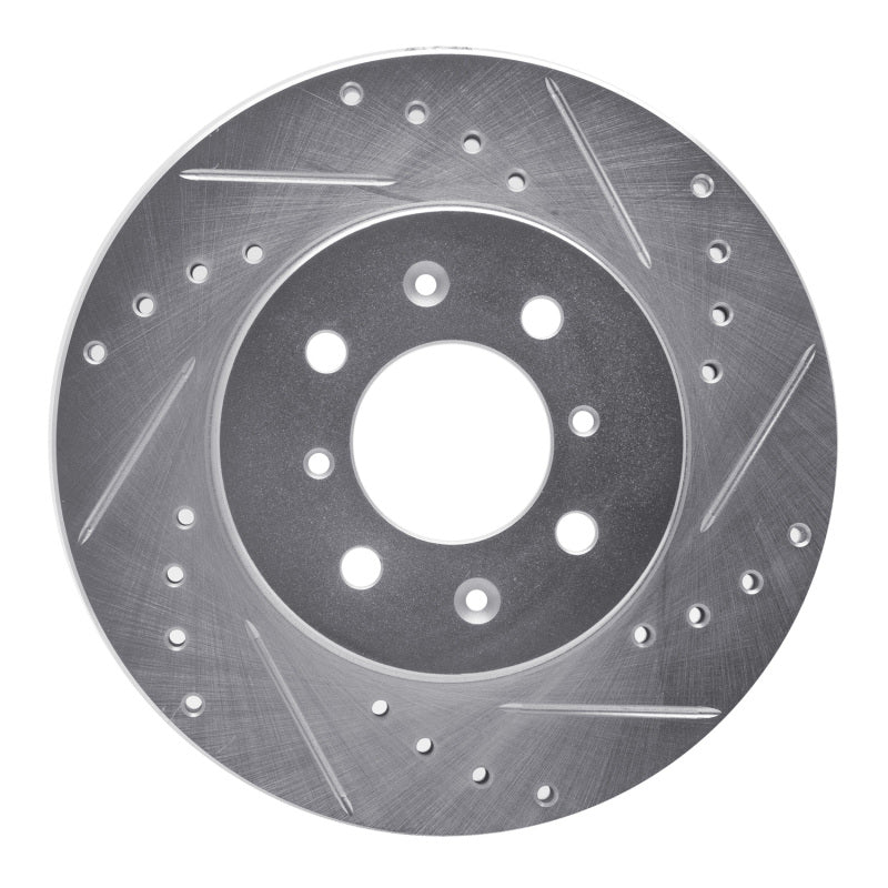 R1 Concepts 90-91 Audi 90 Quattro Front Right Drilled & Slotted Silver Brake Rotor