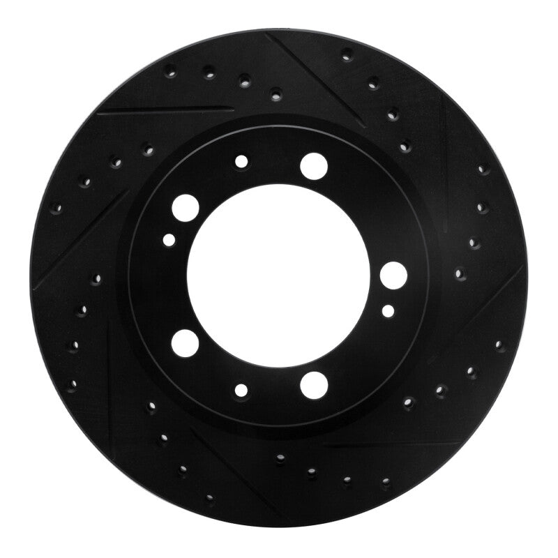 R1 Concepts 89-97 Porsche 911 Front Right Drilled & Slotted Black Brake Rotor