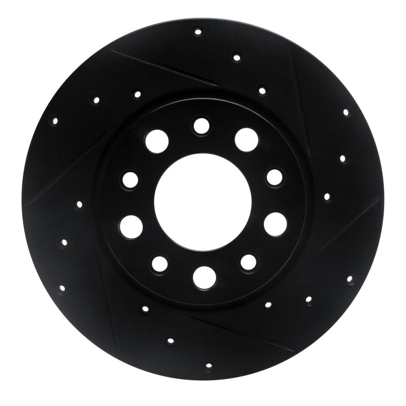 R1 Concepts 15-25 Alfa Romeo Tonale Rear Right Drilled & Slotted Black Brake Rotor