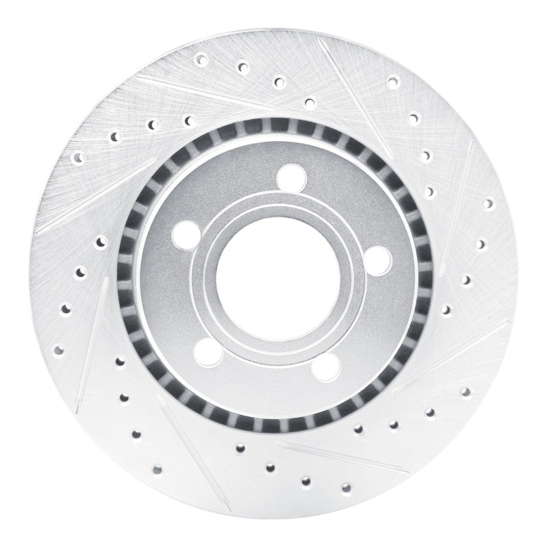 R1 Concepts 80-86 Audi 5000S Front Right Drilled & Slotted Silver Brake Rotor
