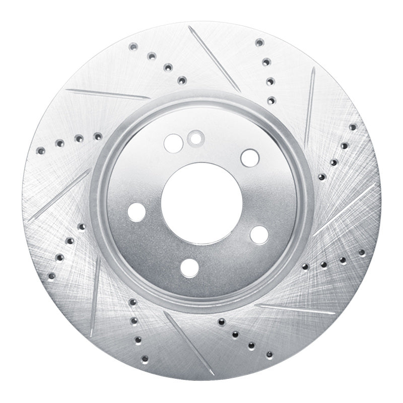 R1 Concepts 16-23 Mercedes-Benz GLC43 AMG Rear Right Drilled & Slotted Silver Brake Rotor