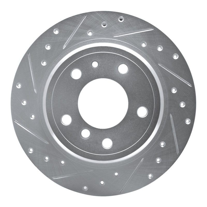 R1 Concepts 89-95 BMW 535I Rear Left Drilled & Slotted Silver Brake Rotor