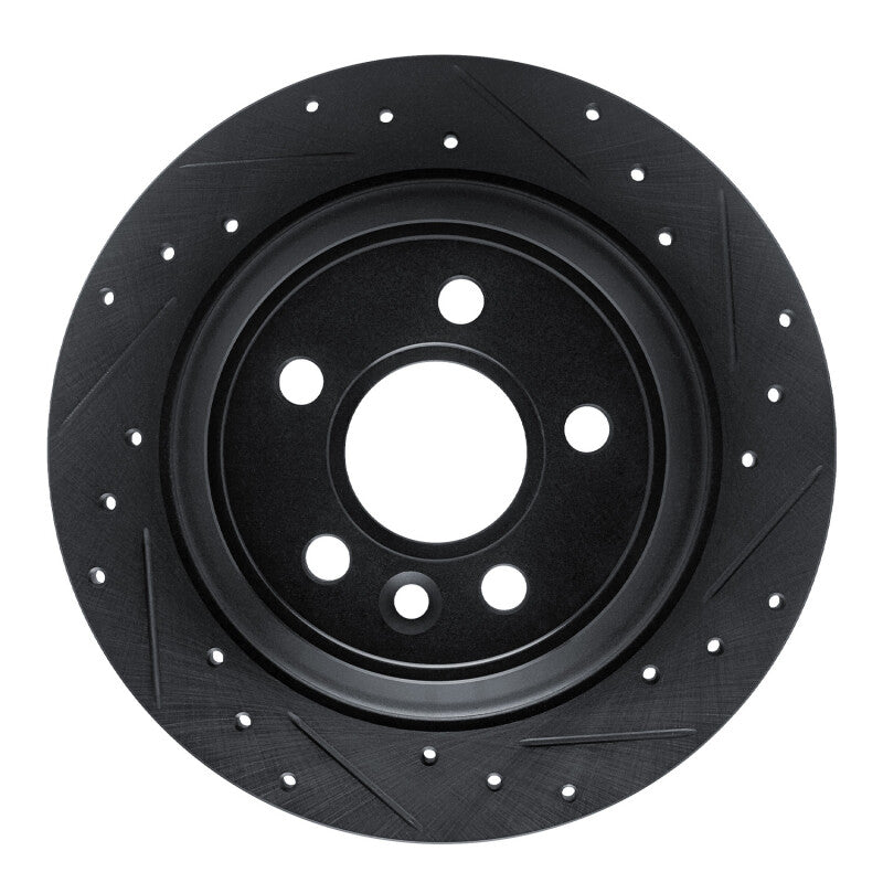 R1 Concepts 07-10 Volvo S80 Rear Right Drilled & Slotted Black Brake Rotor