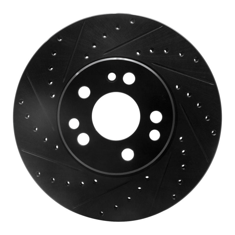 R1 Concepts 91-99 Mercedes-Benz 300SD Front Left Drilled & Slotted Black Brake Rotor