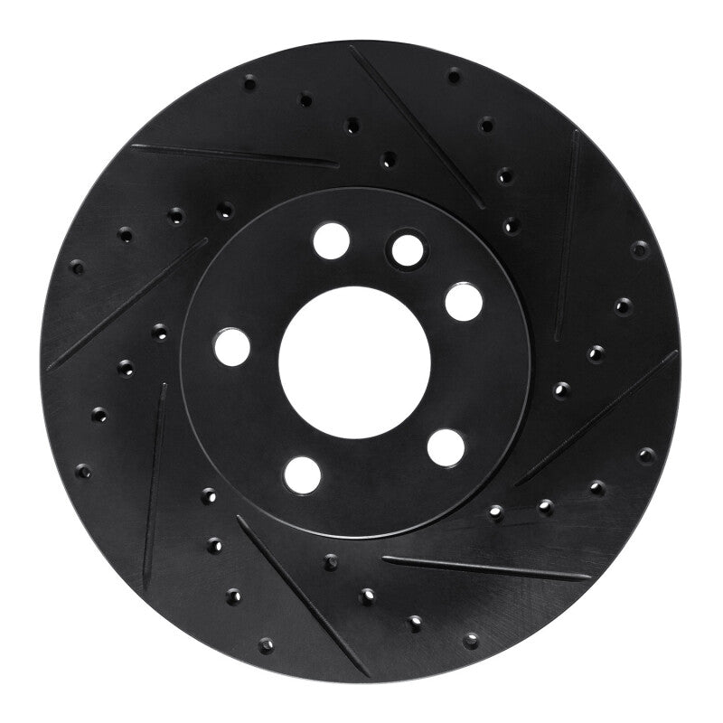 R1 Concepts 01-03 Volkswagen EuroVan Front Right Drilled & Slotted Black Brake Rotor