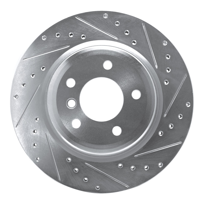 R1 Concepts 06-15 BMW 335XI Rear Right Drilled & Slotted Silver Brake Rotor