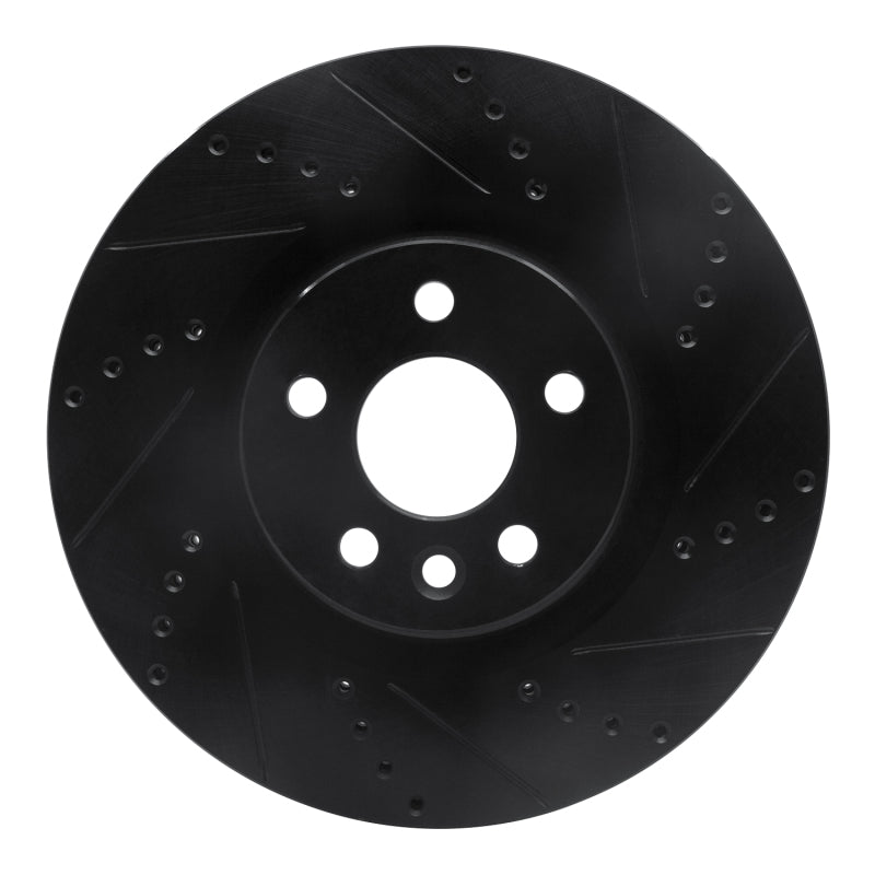 R1 Concepts 15-19 Jaguar E-Pace Front Right Drilled & Slotted Black Brake Rotor