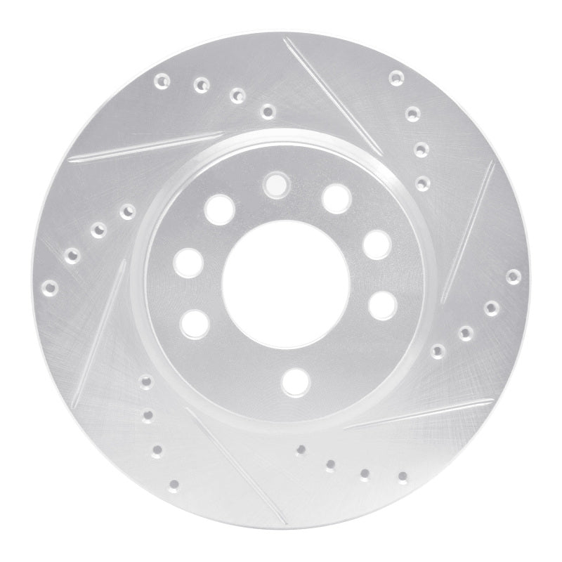 R1 Concepts 94-96 Saab 900 Front Right Drilled & Slotted Silver Brake Rotor