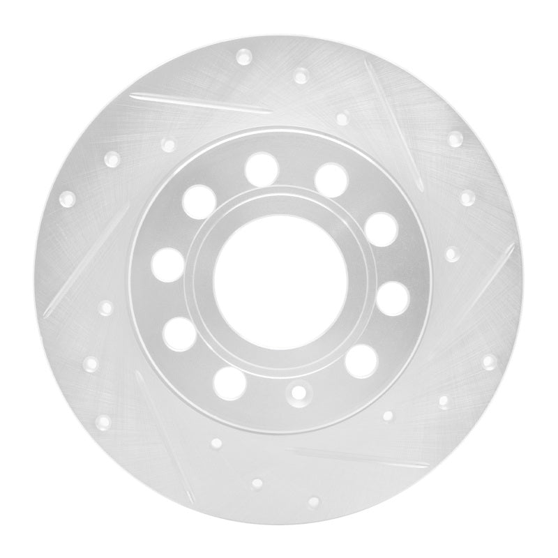 R1 Concepts 05-13 Audi A3 Rear Right Drilled & Slotted Silver Brake Rotor