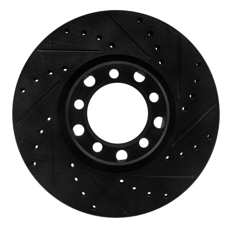 R1 Concepts 82-85 Mercedes-Benz 500SEC Front Right Drilled & Slotted Black Brake Rotor
