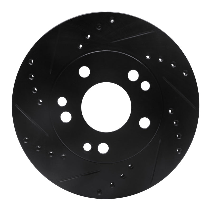 R1 Concepts 87-93 Mercedes-Benz 190E Front Left Drilled & Slotted Black Brake Rotor