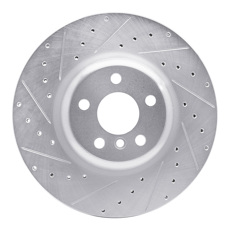 R1 Concepts 16-25 BMW 540I xDrive Rear Left Drilled & Slotted Silver Brake Rotor