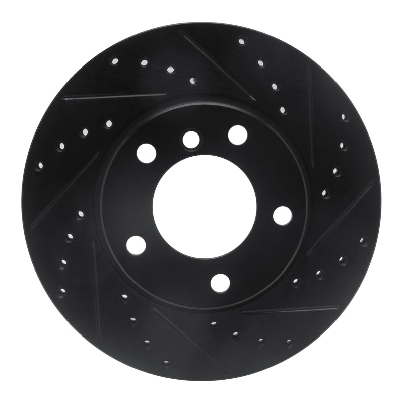 R1 Concepts 91-06 BMW 328I Front Right Drilled & Slotted Black Brake Rotor