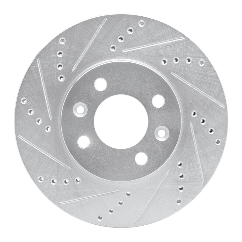 R1 Concepts 88-98 Saab 9000 Front Left Drilled & Slotted Silver Brake Rotor