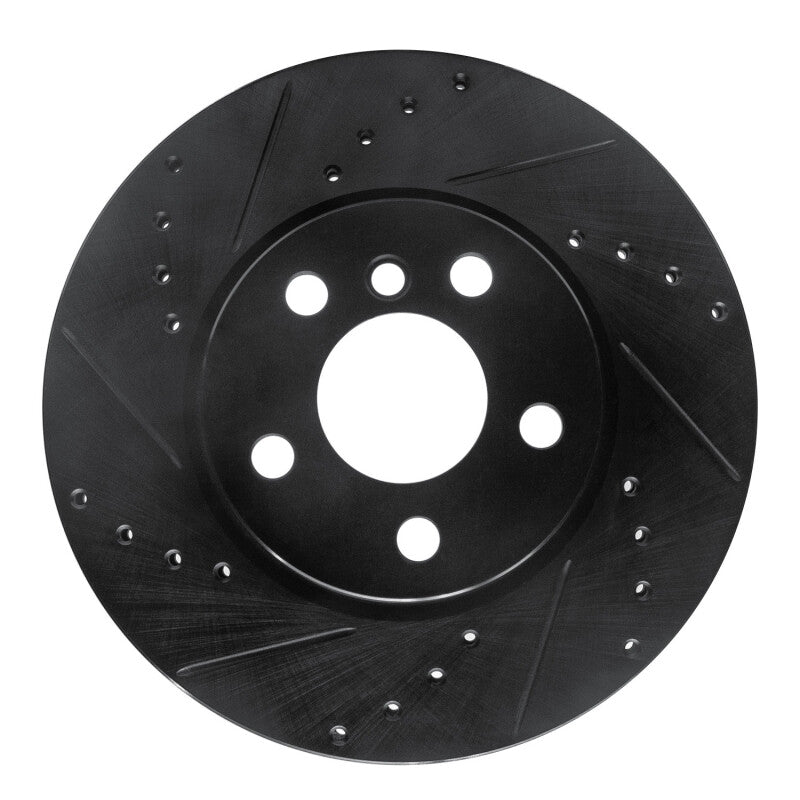 R1 Concepts 14-21 Mini Cooper (Excl Clubman) Front Left Drilled & Slotted Black Brake Rotor