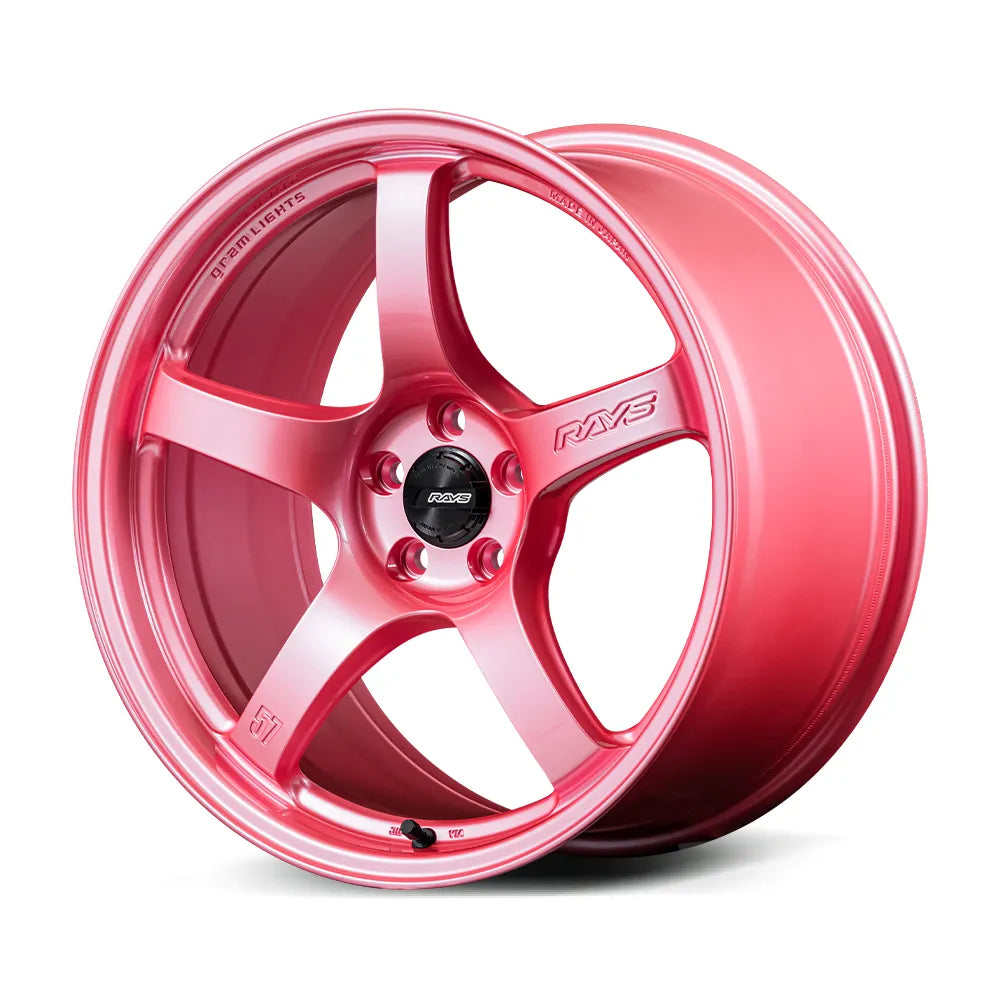 Gram Lights 57CR 18x9.5 +22 5x114.3 Sakura Pink Wheel (w/ Center Cap & No. 21 BK Air Valve)