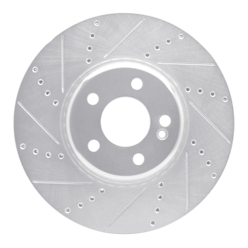 R1 Concepts 15-23 Mercedes-Benz C300 Sedan Front Left Drilled & Slotted Silver Brake Rotor