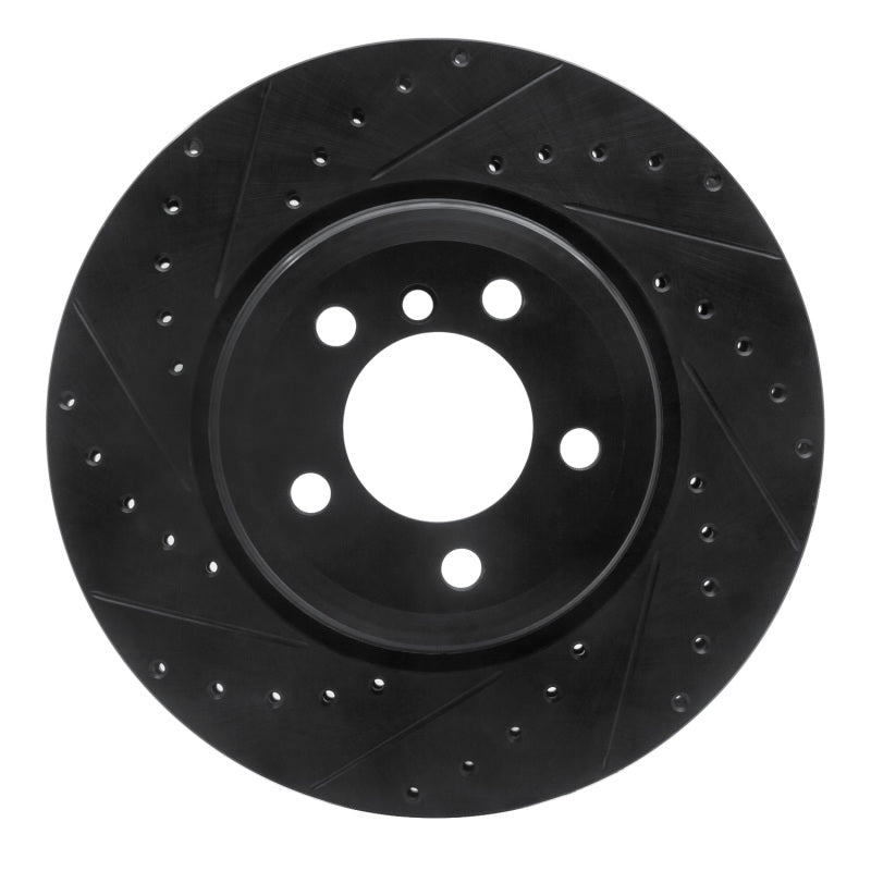 R1 Concepts 05-08 BMW 760I Rear Left Drilled & Slotted Black Brake Rotor