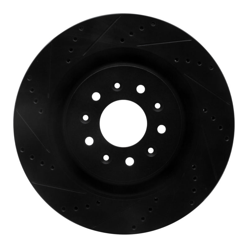 R1 Concepts 00-06 Jaguar XKR Front Left Drilled & Slotted Black Brake Rotor
