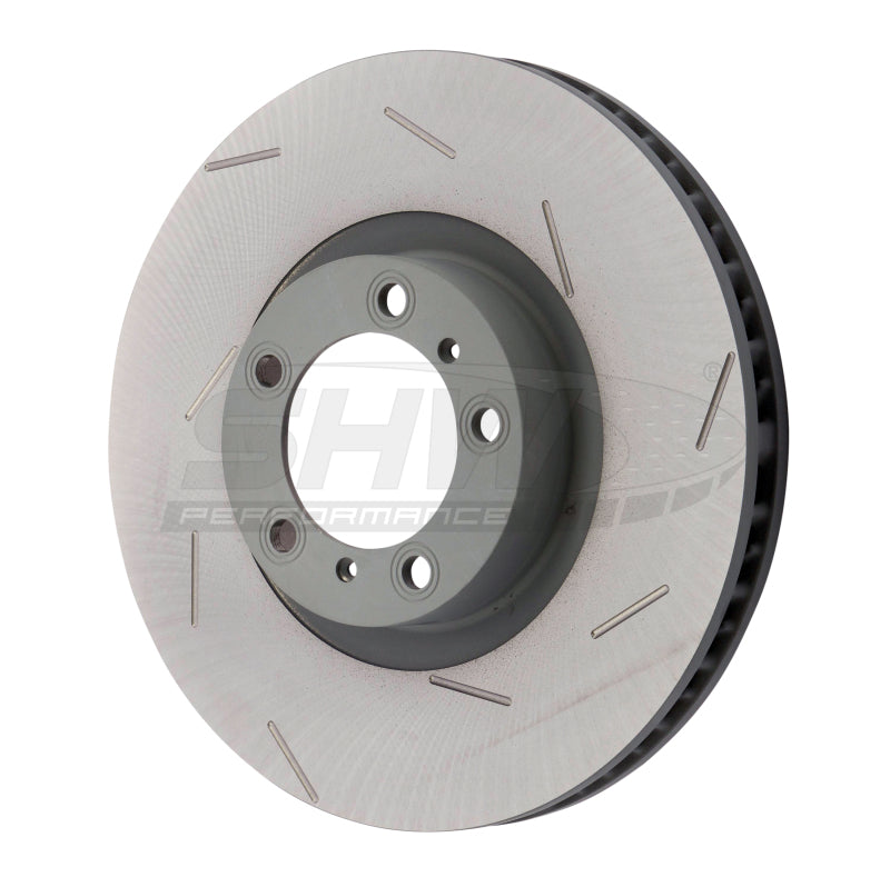 SHW Performance 17-20 Porsche Panamera 4S w/18in Wheels Right Front Slotted Monobloc Brake Rotor (971615302L)