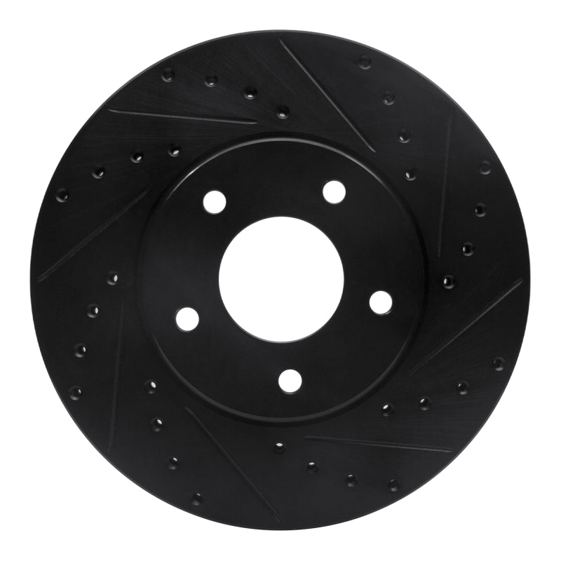 R1 Concepts 97-03 Jaguar Vanden Plas Front Right Drilled & Slotted Black Brake Rotor