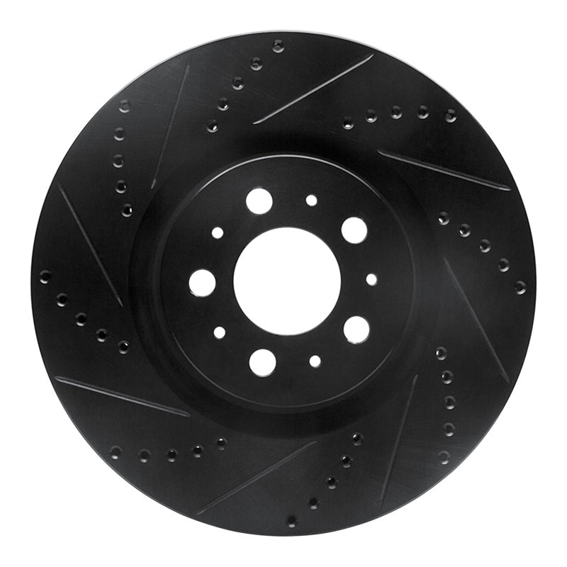 R1 Concepts 04-07 Volvo S60 Front Left Drilled & Slotted Black Brake Rotor